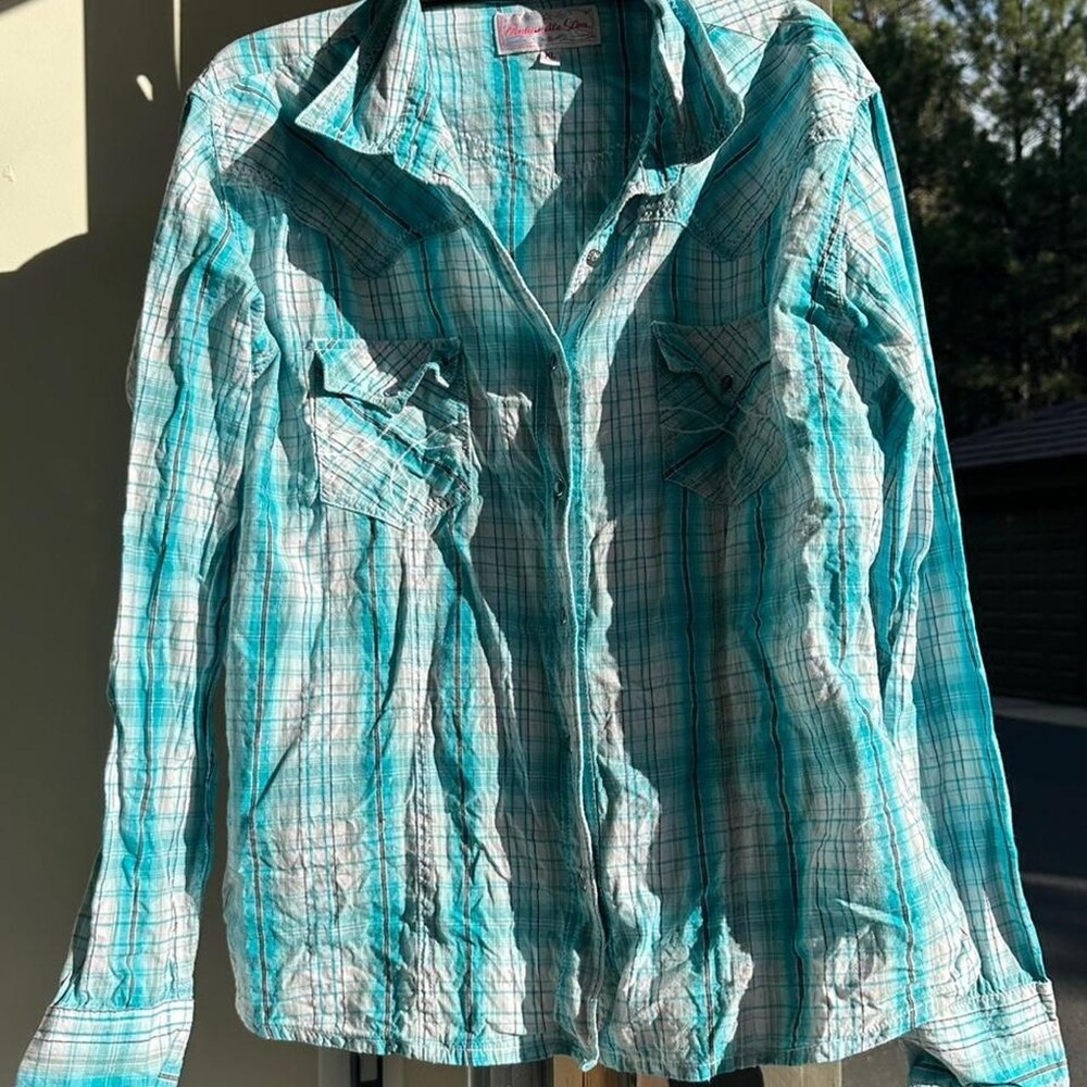 Panhandle Women's Blue and Green Shirt